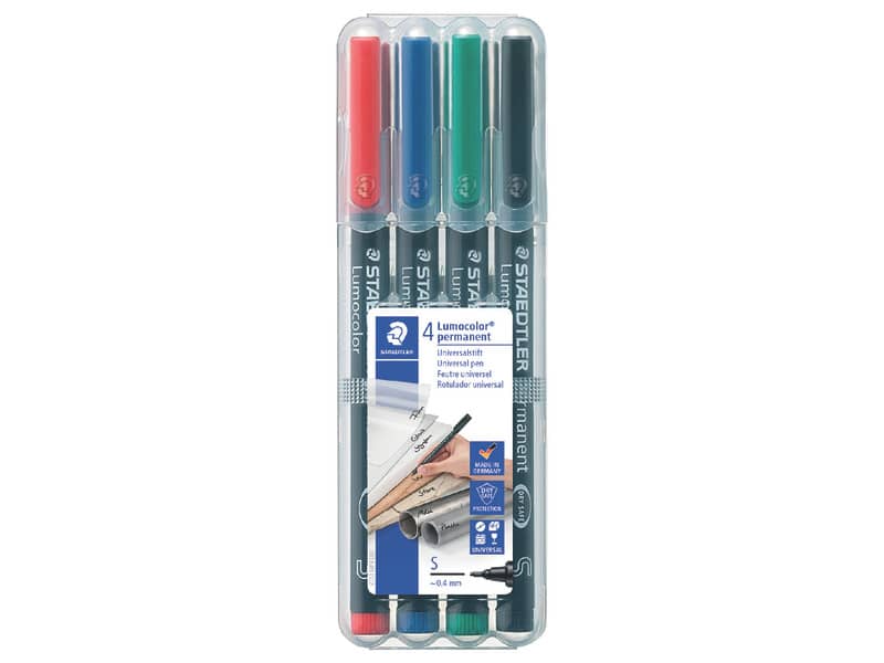 Penne a punta sintetica Staedtler Lumocolor permanent pen 313 s assortiti astuccio da 4 pezzi - 313 WP4