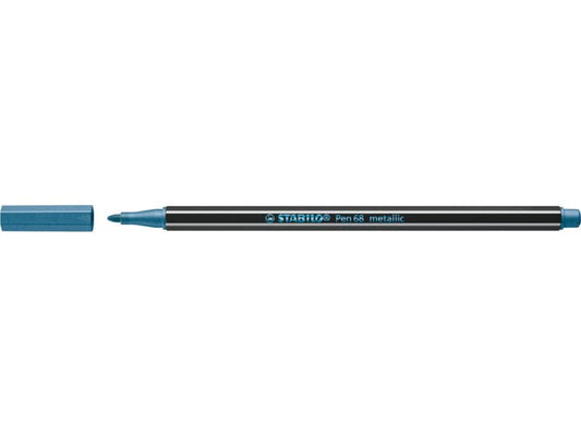Pennarelli Stabilo Pen 68 metallic 1 mm blu metallizzato - 68/841