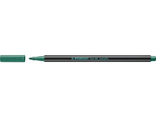 Pennarelli Stabilo Pen 68 metallic 1 mm verde metallizzato - 68/836
