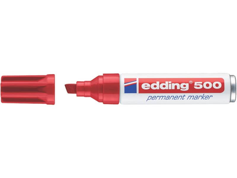 Marcatore permanente edding 500 punta scalpello 2-7 mm rosso 4-500002