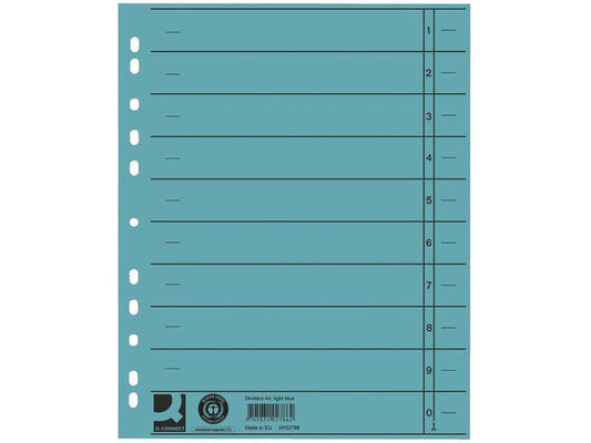 Separatore per archivio con perforazione universale Q-Connect 24x30 cm 230 g/m² blu conf. da 100 - KF02786