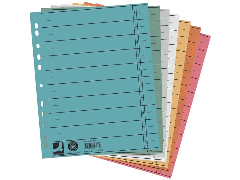 Separatore per archivio con perforazione universale Q-Connect 24x30 cm 230 g/m² assortiti  conf. da 100 - KF00642