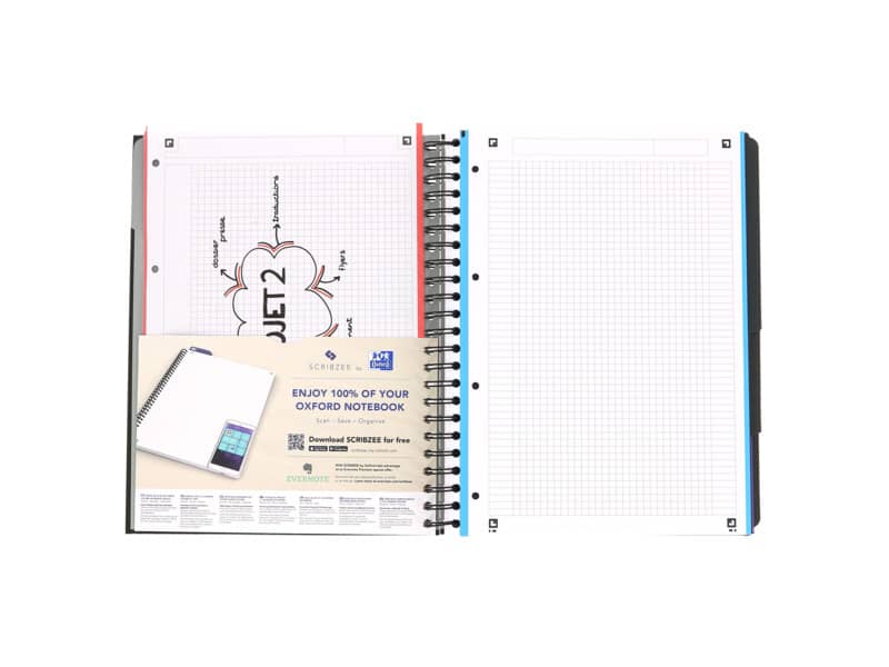 Quaderno spiralato OXFORD European Book Oxford Office Essentials A4+ assortiti quadretti 5 mm - 100104738