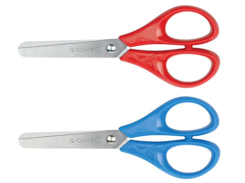 Forbici per découpage Q-Connect acciaio punta rotonda colori assortiti rosso e blu 13 cm - KF15295