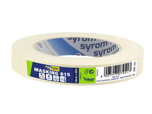 Nastro adesivo in carta Masking 615 SYROM avorio formato 19 mm x 50 m 7451