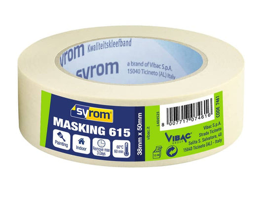 Nastro adesivo in carta Masking 615 SYROM avorio formato 38 mm x 50 m 7461