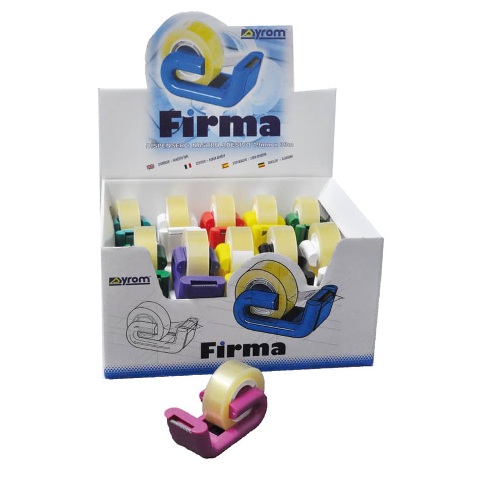 Dispenser con nastro adesivo Firma SYROM formato 19 mm x 33 m - materiale ppl trasparente - 4730