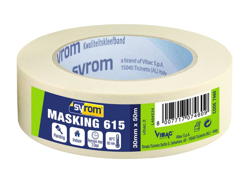 Nastro adesivo in carta Masking 615 SYROM avorio formato 30 mm x 50 m 7460