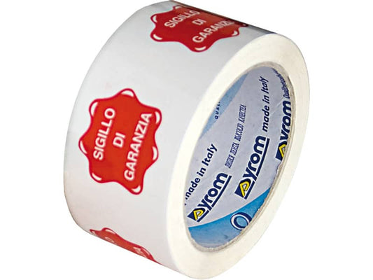 Nastro adesivo da imballo Vinyl SYROM formato 50 mm x 66 m bianco (stampa rossa) - 7617