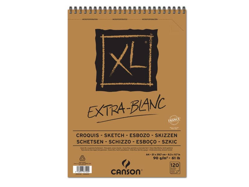 Album spiralato CANSON XL Extra White bianco 90 g/m² 120 fogli A4 C200787500