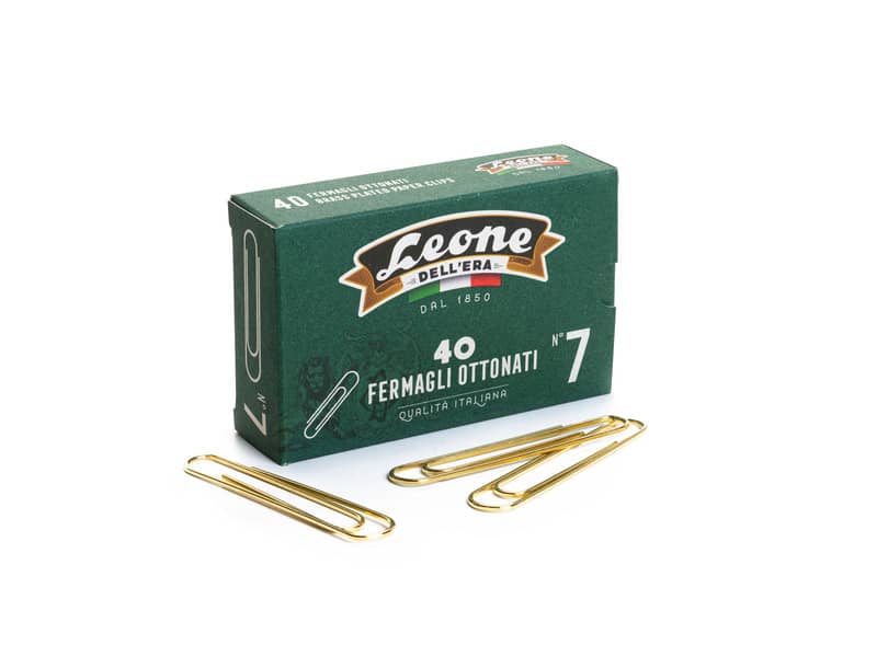 Fermagli Leone acciaio ottonato N. 7 1,6x75 mm rotondi ottone scatola da 40 pz. - FO7