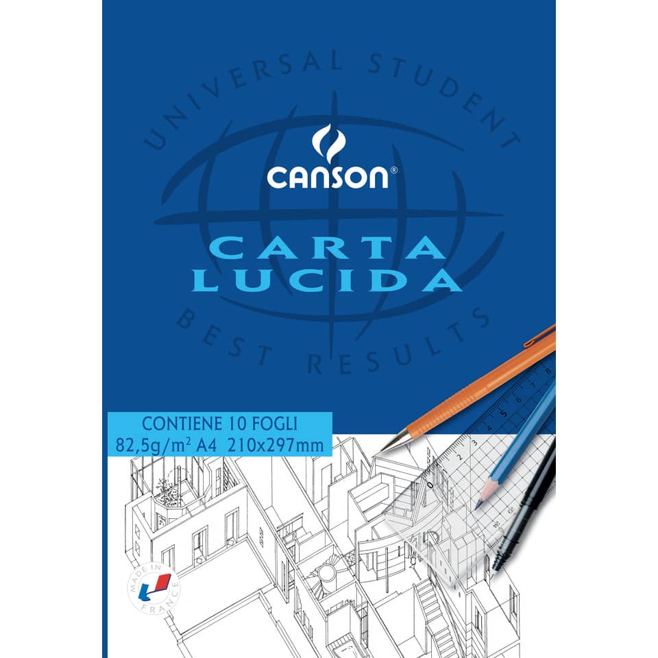 Blocco da disegno CANSON carta lucida bianco 80 g/m² 10 fogli A4 C200005825
