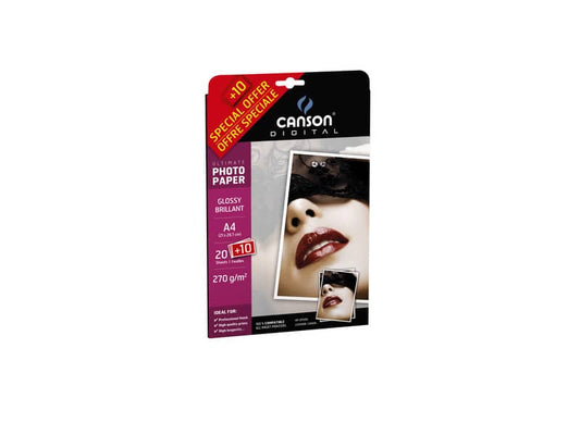 Carta fotografica inkjet CANSON ULTIMATE A4 lucida 270 g/m² Conf. 30 pezzi - C200004331