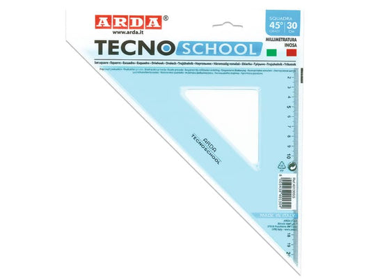 Squadra ARDA Linea Tecnoschool polistirolo termoresistente azzurro trasparente 45° cm 30 - 40130SS