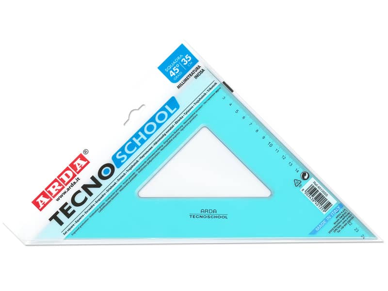 Squadra ARDA Linea Tecnoschool polistirolo termoresistente azzurro trasparente 45° cm 35 - 40135SS