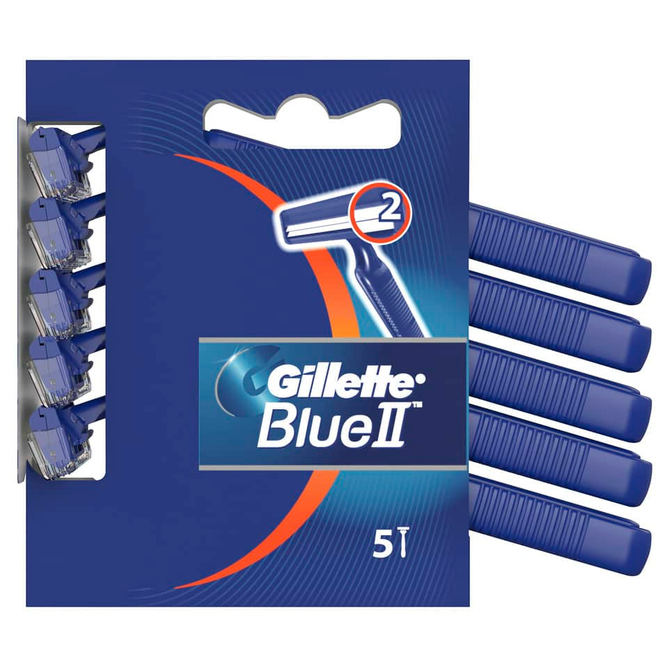 Rasoio usa e getta Gillette Blue II a 2 lame blu confezione da 5 pz. - GL001