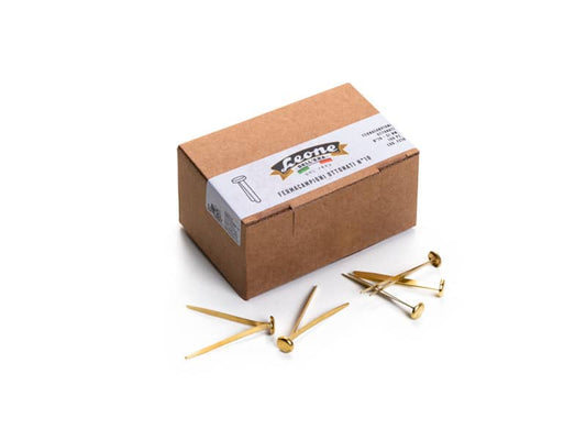 Fermacampioni Leone Dell'Era in acciaio testa bombata N. 10 51 mm ottone scatola da 100 pz. - FC10