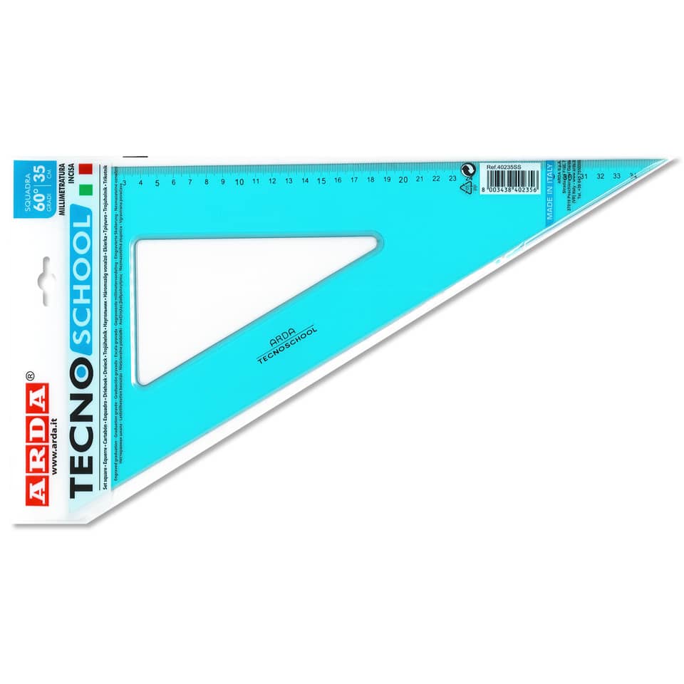 Squadra ARDA Linea Tecnoschool polistirolo termoresistente azzurro trasparente 60° cm 35 - 40235SS