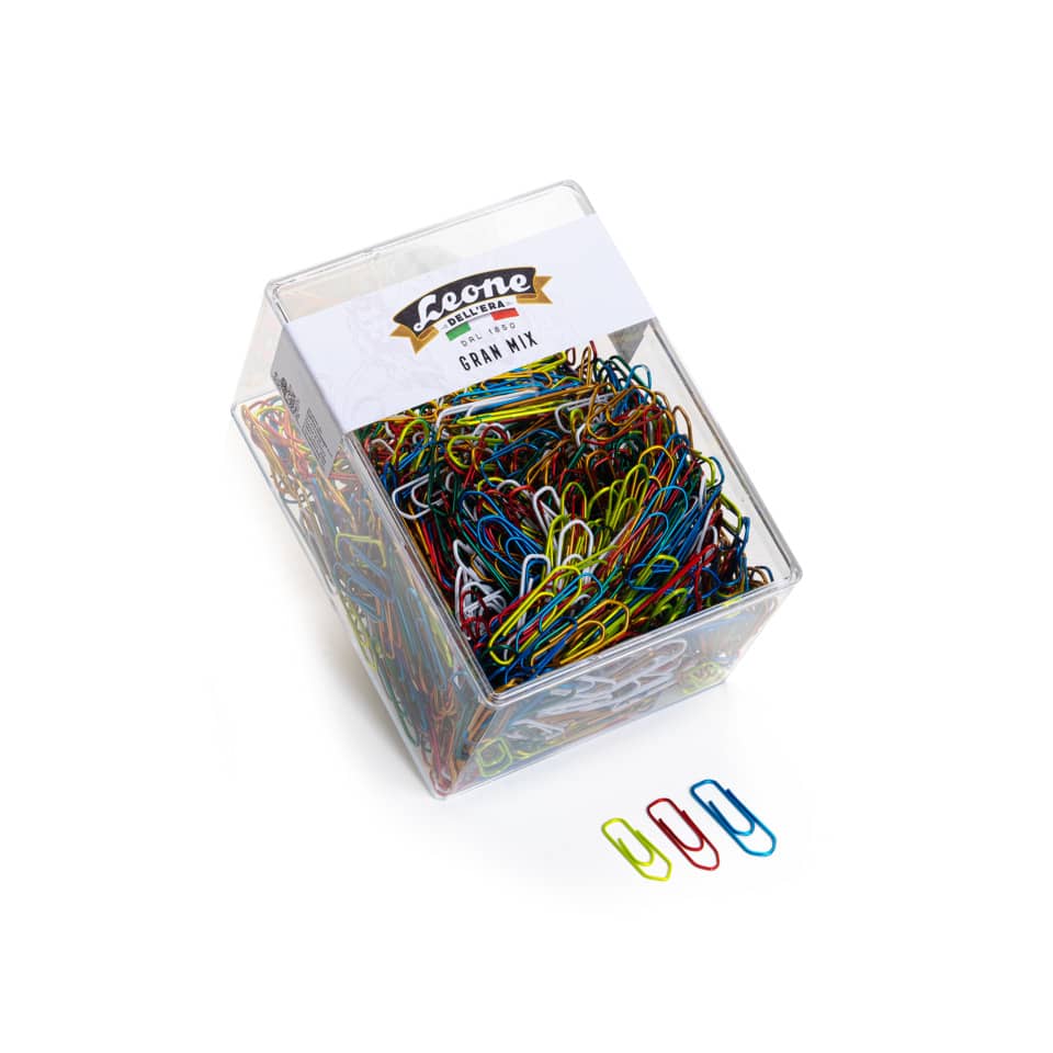 Fermagli Leone Gran Mix in filo colorato metallizzato misure assortite scatola da 500 g FX500GMIX