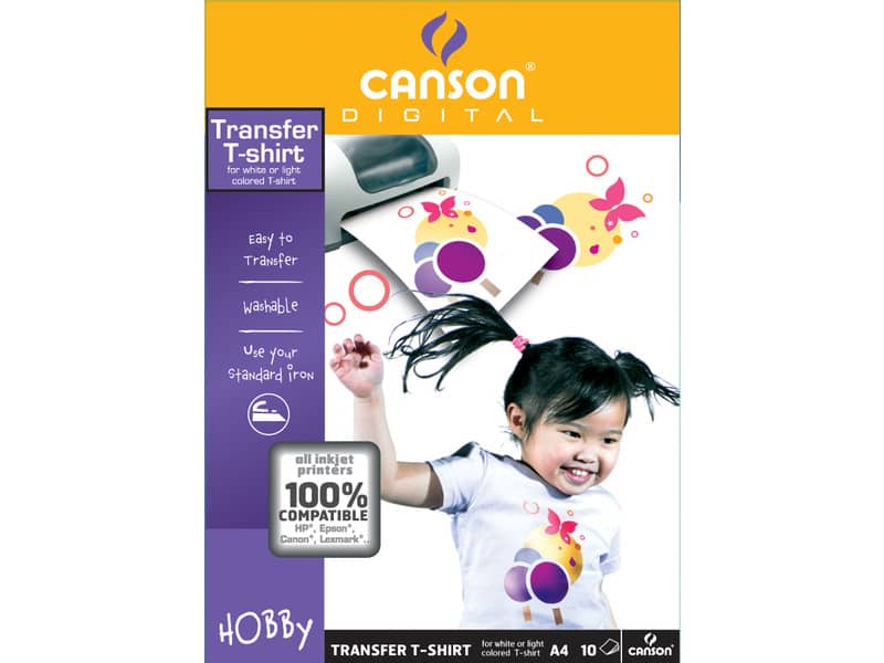 Carta patinata CANSON T-Shirt transfer A4 finitura opaca 140 g/m² bianco conf.10 - C204567480