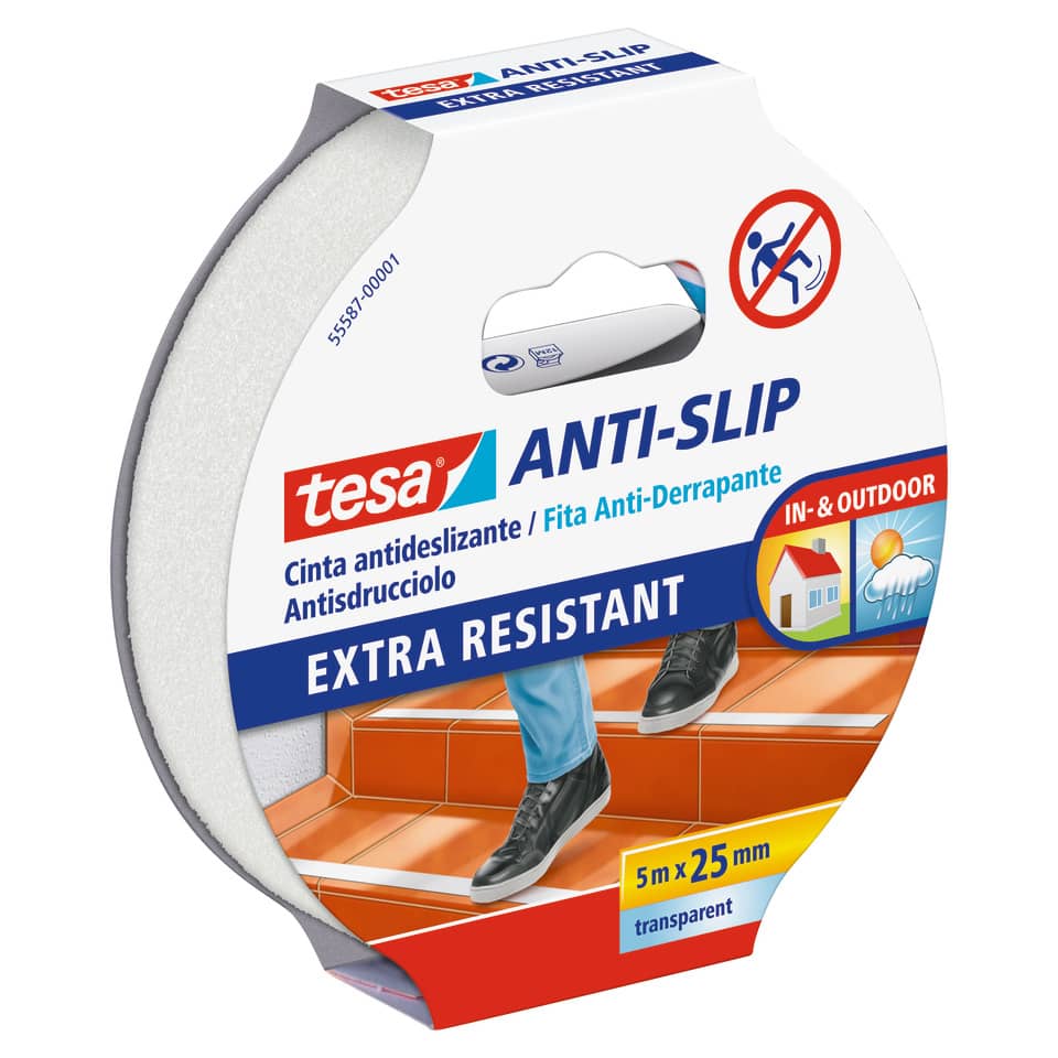 Nastro antiscivolo tesa extra forte a strappo manuale 25 mm x 5 m trasparente 55587-00001-11