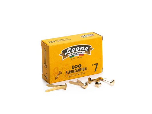 Fermacampioni Leone Dell'Era in acciaio testa bombata N.7 31 mm ottone scatola da 100 pz. - FC7
