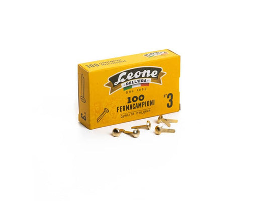 Fermacampioni Leone Dell'Era in acciaio testa bombata N.3 16 mm ottone scatola da 100 pz. - FC3
