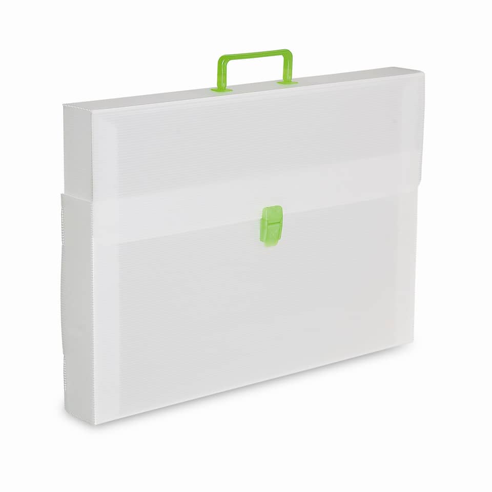 Valigetta portadisegni DISPACO a una chiusura polionda cannettato bianco traspar. 53x38 cm dorso 3,5 cm - EURO 4T