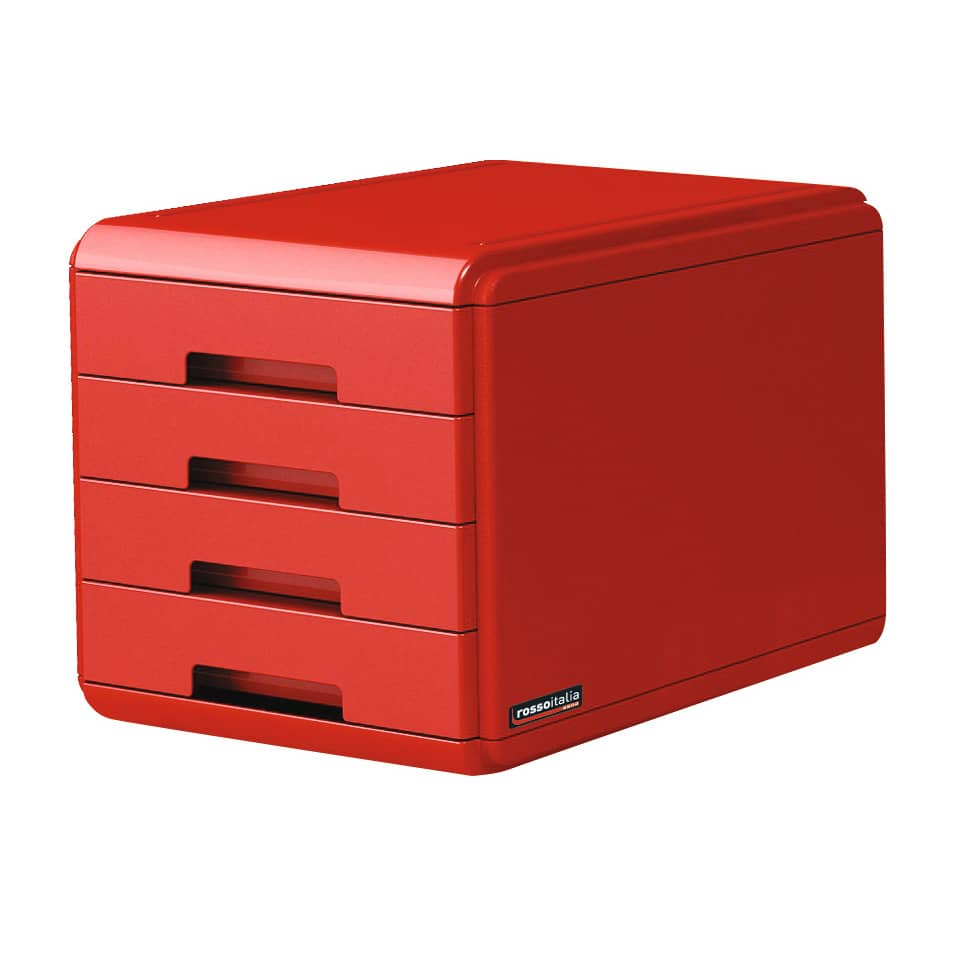 Cassettiera 4 cassetti ARDA "Rosso Italia Collection" polistirolo e materiale infrangibile rosso - 18P4PRIR