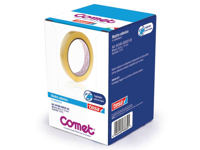 Nastri adesivi trasparenti Comet CELLO 64-160 cellophane 15mm x 66m conf.10 - 64160-00032-02