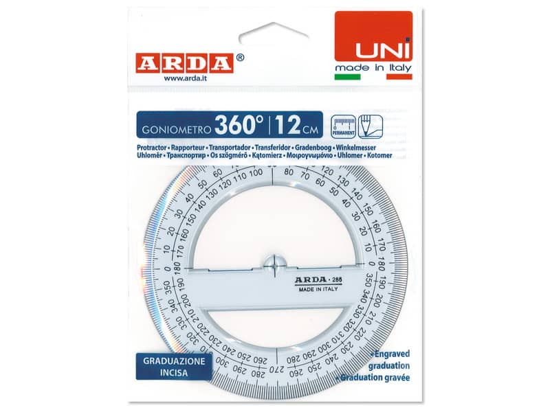 Goniometro ARDA Linea Uni plastica termoresistente fumé ottico trasparente 360° 12 cm - 285SS