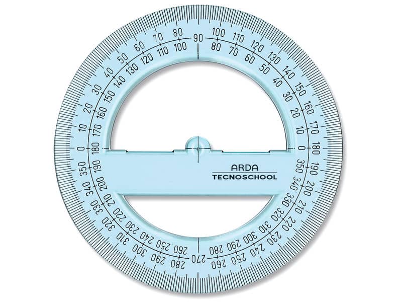Goniometro ARDA Linea Tecnoschool polistirolo termoresistente azzurro trasparente 360° 12 cm - 405SS