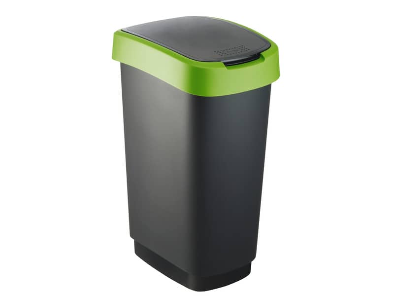 Cestino gettacarte Rotho con coperchio basculante nero/verde - 50 l F600028