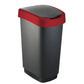 Cestino gettacarte Rotho con coperchio basculante nero/rosso - 50 l F600027