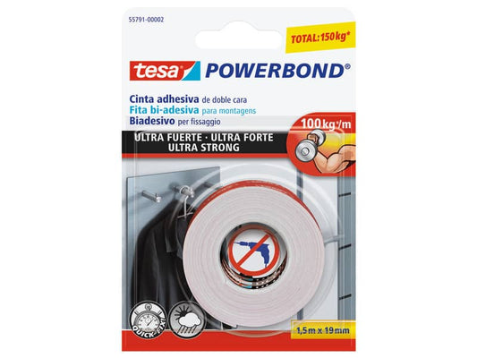 Nastro biadesivo tesa Powerbond® ULTRA STRONG 19 mm x 1,5 m bianco 55791-00002-01