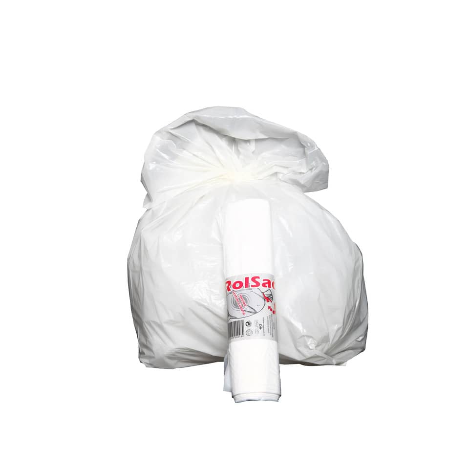 Sacchi immondizia Rolsac Quality in polietilene rigenerato BIANCO 20 L rotolo da 30 pz. - 10245