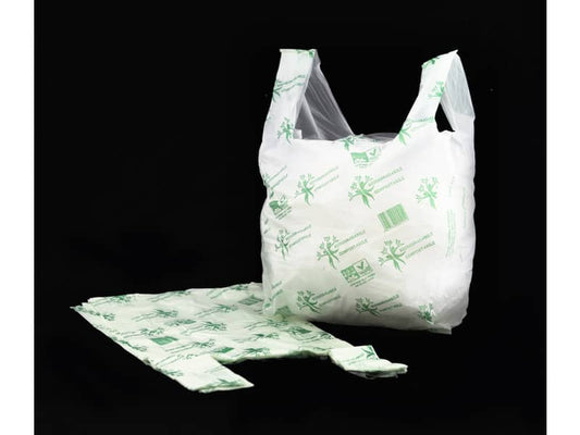 Shopper NESSUNO in mater-bi biodegradabile verde 30+10+10x60 cm cartone da 500 pz. - 21382