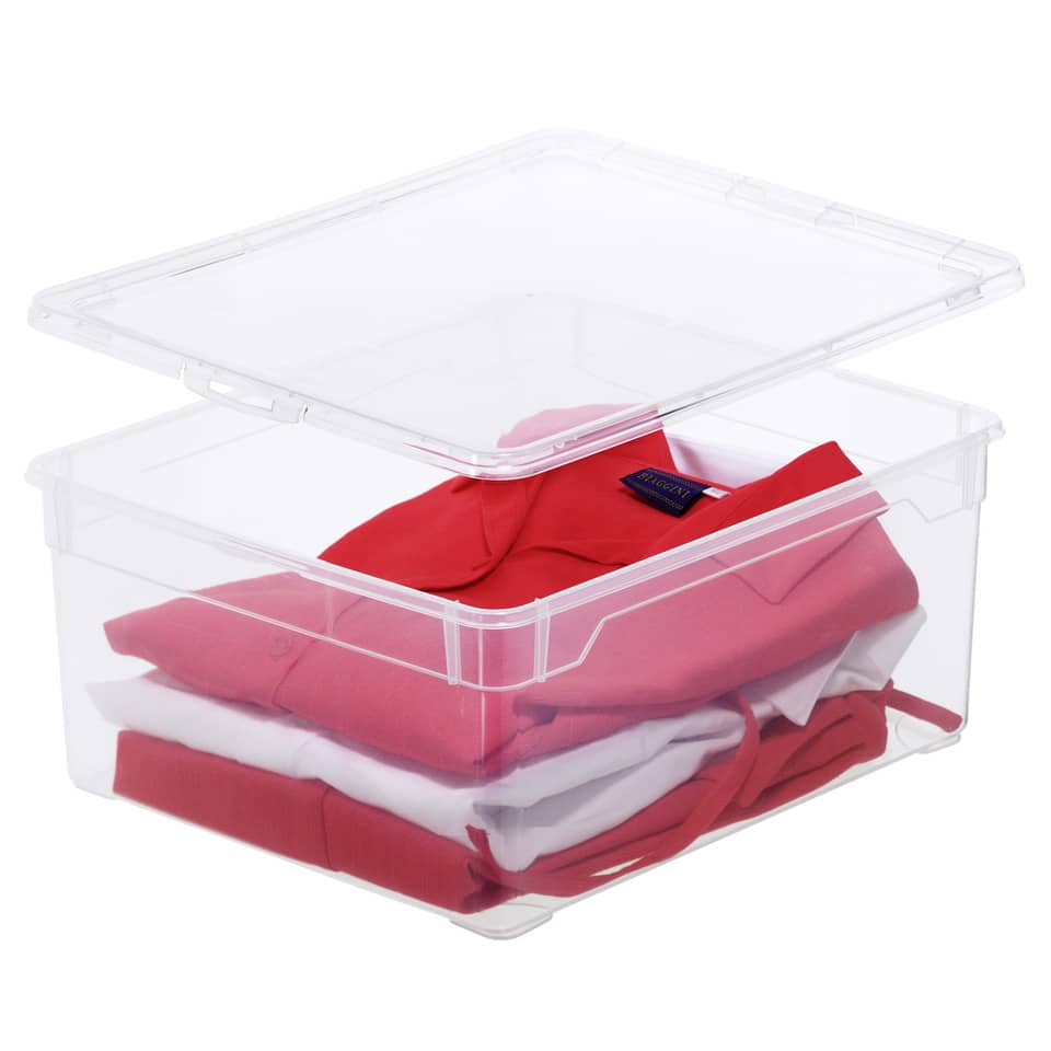 Contenitore Rotho Clear Box in PPL impilabile trasparente - 18 L 40x33,5x17 cm - F707805