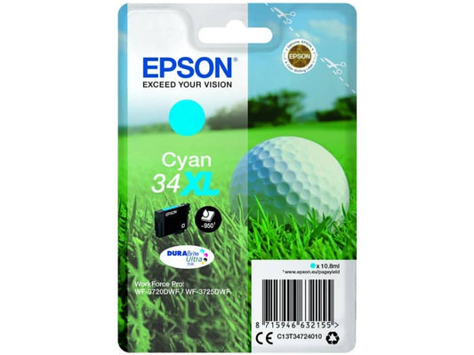 Cartuccia inkjet alta capacità Pallina da golf 34XL Epson ciano C13T34724010