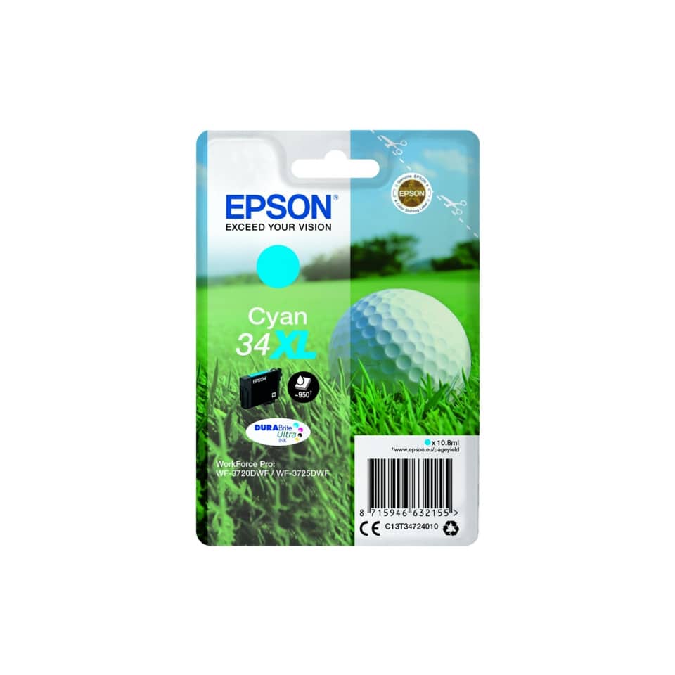 Cartuccia inkjet alta capacità Pallina da golf 34XL Epson ciano C13T34724010