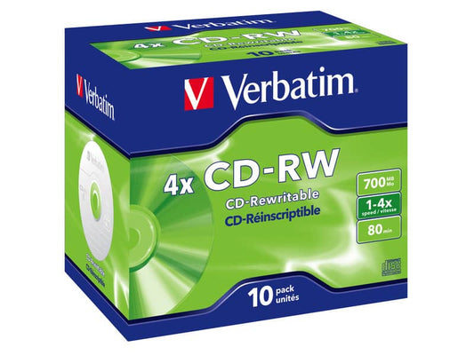 CD-RW Verbatim 4x custodia Jewel Case 700 MB Conf. 10 pezzi - 43123