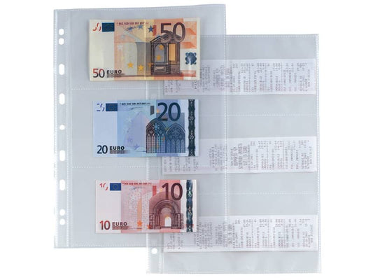 Buste porta banconote scontrini foratura universale Sei Rota Atla 6 spazi 9,5x19 cm trasparente - conf. 10 buste - 662217