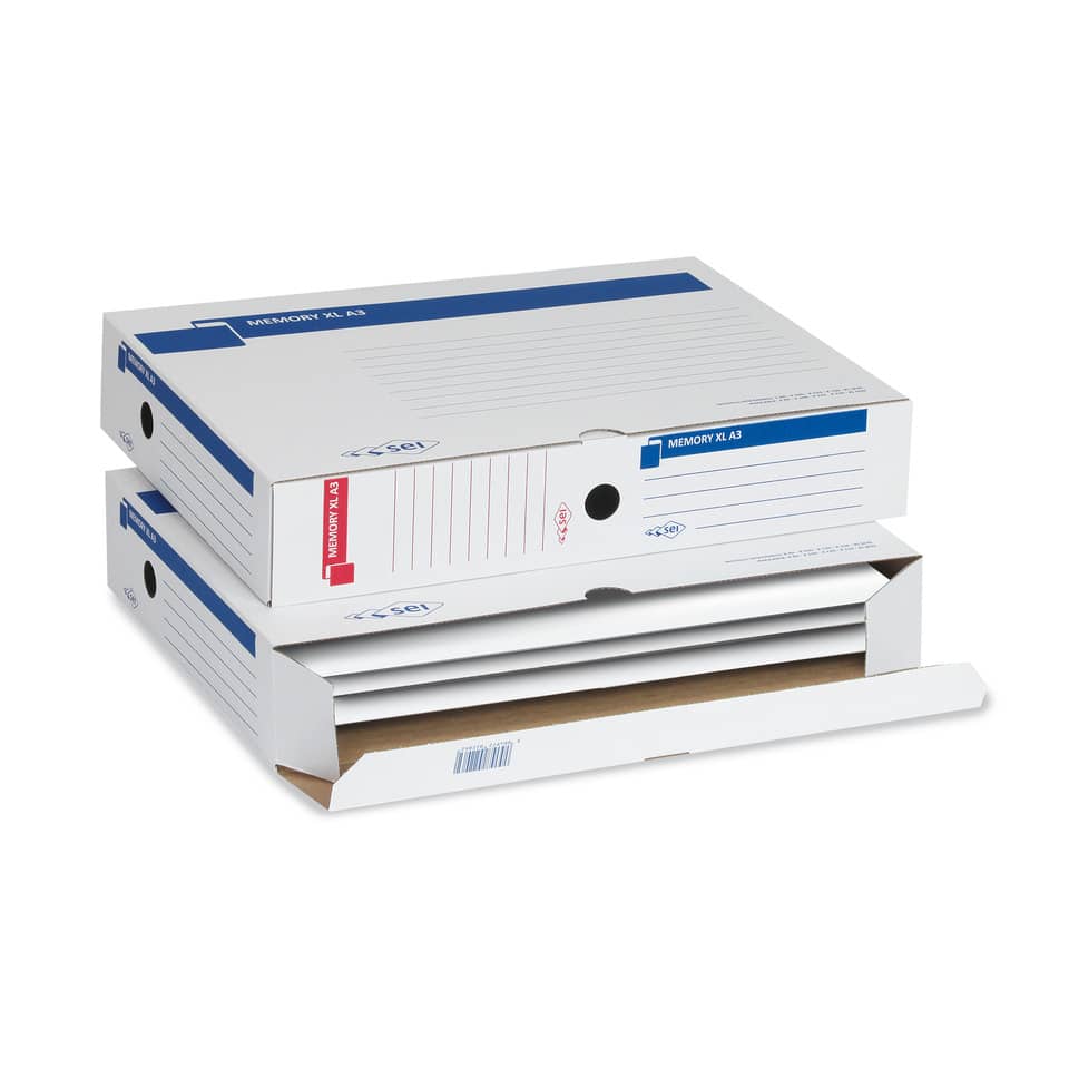 Scatola archivio Sei Rota Memory XL A3 30x42 cm - dorso 8 cm bianco 673205