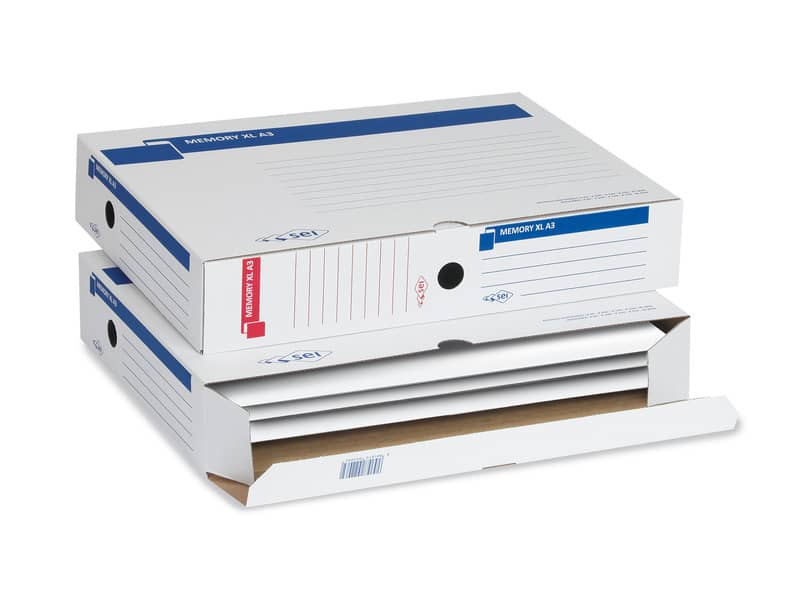 Scatola archivio Sei Rota Memory XL A3 30x42 cm - dorso 8 cm bianco 673205