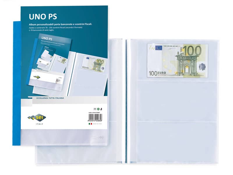 Portalistini Sei Rota Uno PS - 13 buste 21x29,7 cm per banconote o scontrini fiscali blu -  65446707