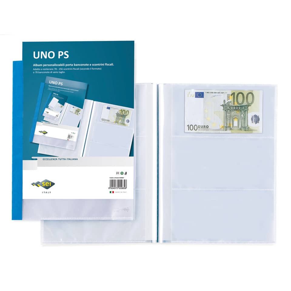 Portalistini Sei Rota Uno PS - 13 buste 21x29,7 cm per banconote o scontrini fiscali blu -  65446707