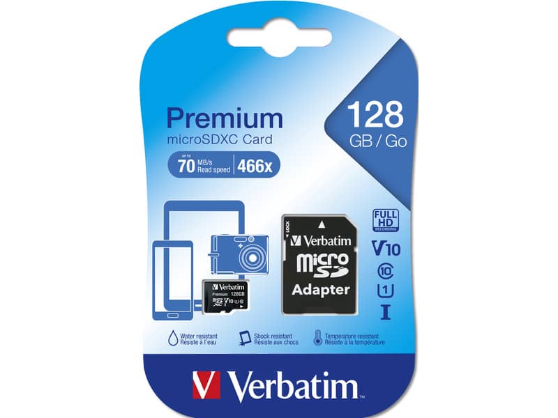 Flash memory card Verbatim micro sdhc - classe 10 con adattatore 128 GB 44085