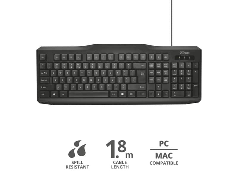 Tastiera con cavo da 1,8 m Trust ClassicLine nero 23670