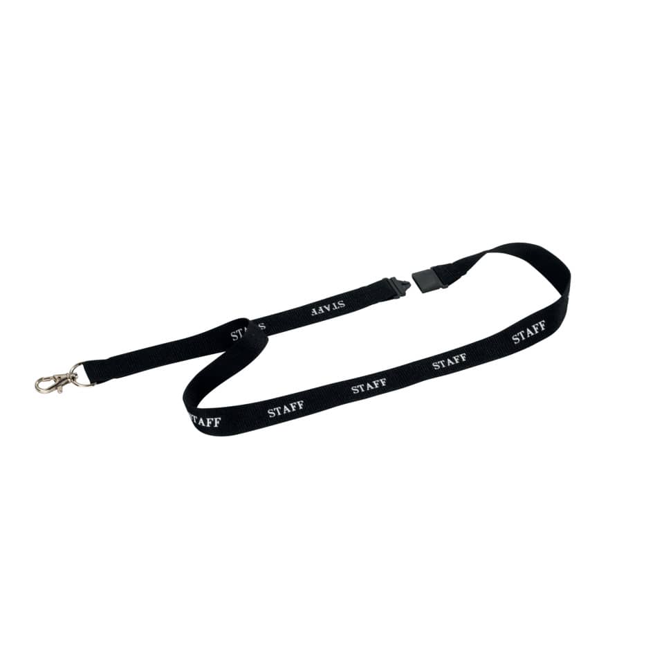 Cordoncino portabadge STAFF DURABLE cordoncini STAFF in tessuto nero 20mm x 44cm  conf. da 10 - 823901