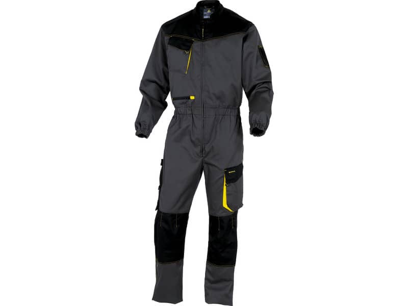 Tuta da lavoro Delta Plus D-Mach elasticizzata - 9 tasche - cotone e poliestere grigio-giallo XXL- DMACOMGJXX